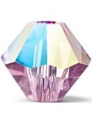 Bicono Perla di vetro sfaccettata 3mm Light Amethyst Glitter