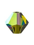 Bicono Perla di vetro sfaccettata 3mm Olivine AB