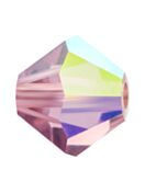 Bicono Perla di vetro sfaccettata 4mm Light Amethyst AB