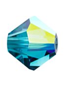 Bicono Perla di vetro sfaccettata 4mm Indicolite AB