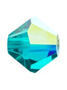 Bicono Perla di vetro sfaccettata 4mm Blue Zircon AB