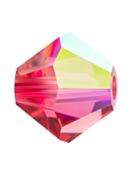 Bicono Perla di vetro sfaccettata 4mm Indian Pink AB