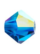 Bicono Perla di vetro sfaccettata 5mm Capri Blue AB