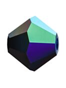 Bicono Perla di vetro sfaccettata 6mm Jet AB