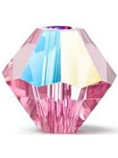 Bicono Perla di vetro sfaccettata 6mm Rose Glitter