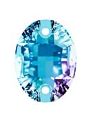 Oval pietre strass da cucire piatto 2 foro 10x7mm Dark Aquamarine