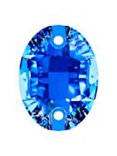 Oval pietre strass da cucire piatto 2 foro 16x11mm Capri Blue