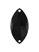 Navette pietre strass da cucire piatto 2 foro 10x5mm Jet