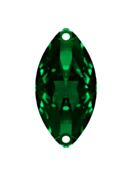Navette pietre strass da cucire piatto 2 foro 18x9mm Emerald
