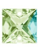 Square pietre strass da cucire piatto 2 foro 14mm Peridot