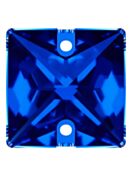 Square pietre strass da cucire piatto 2 foro 16mm Capri Blue