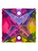 Square pietre strass da cucire piatto 2 foro 22mm Crystal Vitrail Medium