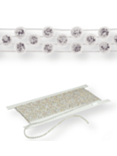 Gallon strass in platica ss13 (9mm) Zigzag 1-2 rows, Crystal F (C00030), Transparent plastic base, W