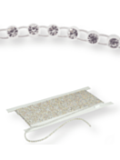Elastico Gallon strass in platica ss15 (4,6mm) 1 row, Crystal F (C00030), White plastic base, White