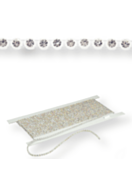 Gallon strass in platica ss10 (3,5mm) 1 row, Crystal AB F (C00030AB), White plastic base, White thre