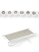 Gallon strass in platica ss19 (5,3mm) 1 row, Light Sapphire F (C30020), Silver plastic base, White t