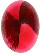 Glass Cabochon Ovale 12x10mm red white marbled