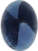 Glass Cabochon Ovale 12x10mm blue white marbled