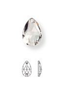 Pearshape pietre da cucire piatto 2 fori 28x17mm Crystal UF Transparent
