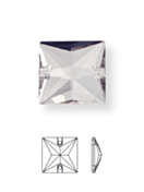 Square pietre da cucire piatto 2 fori 22mm Crystal UF Transparent