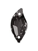 Leaf pietre strass da cucire piatto 2 foro 20x10mm Black Diamond