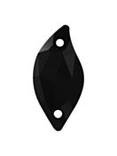 Leaf pietre strass da cucire piatto 2 foro 20x10mm Jet