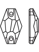 Hexagon pietre strass da cucire piatto 2 foro 18x11mm Jet